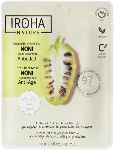 Iroha Nature Noni + Hyaluronic Acid Anti-age kangasnaamio